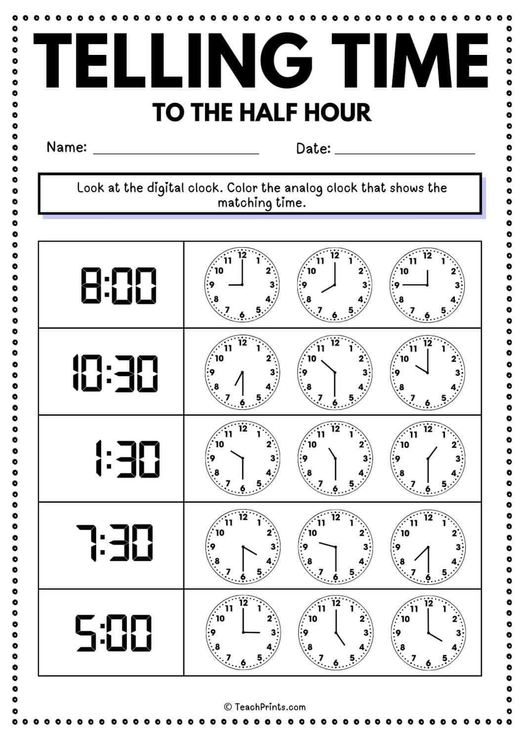 clock time worksheets