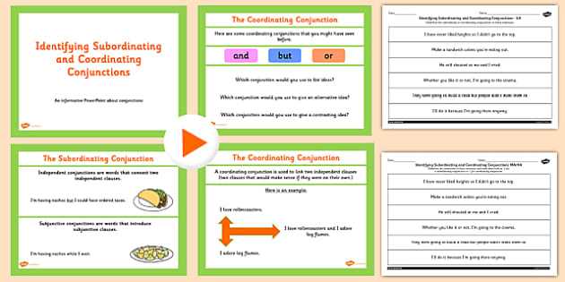 coordinating and subordinating conjunctions worksheet