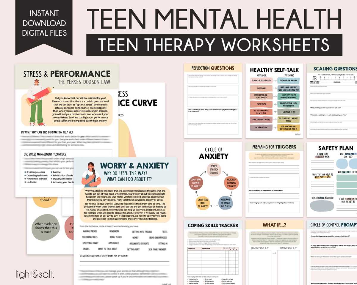 anxiety worksheets for teenagers