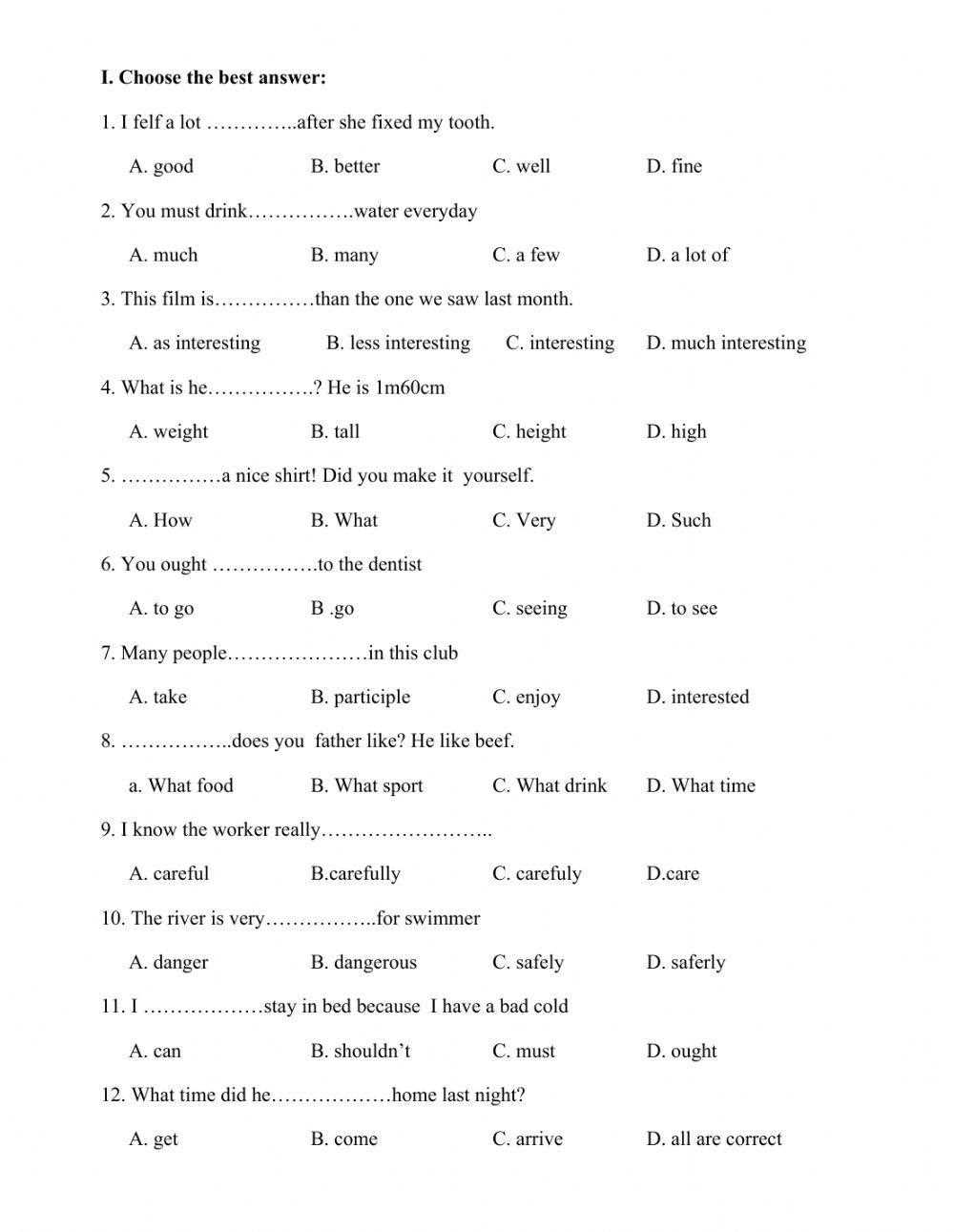 english worksheets for 7th grade english worksheets for 7th grade