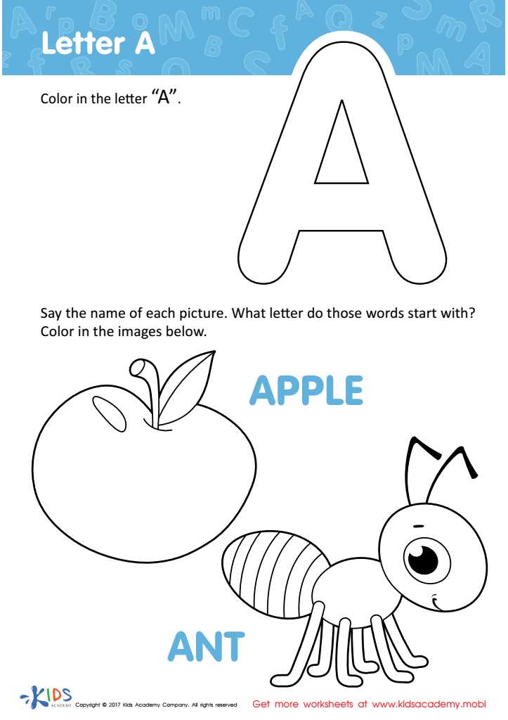 letter a worksheets for 2 year olds