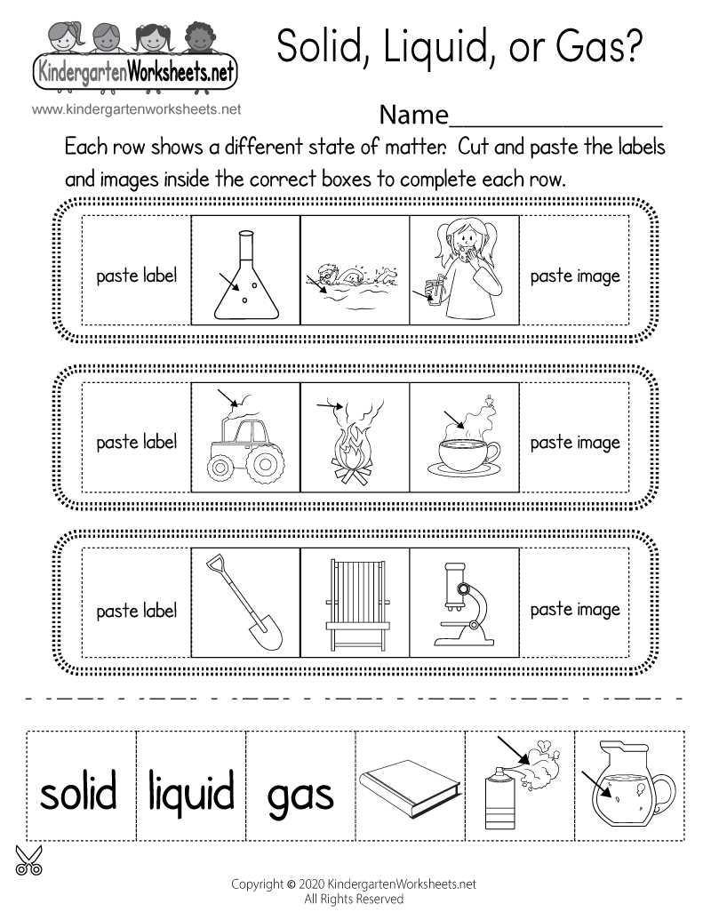 solids liquids and gases worksheets