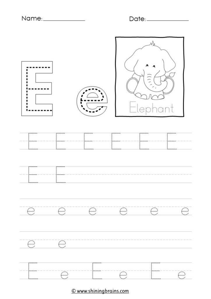 letter e worksheets for kindergarten