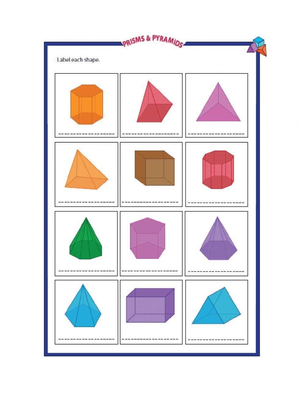 surface area of prisms and pyramids worksheet