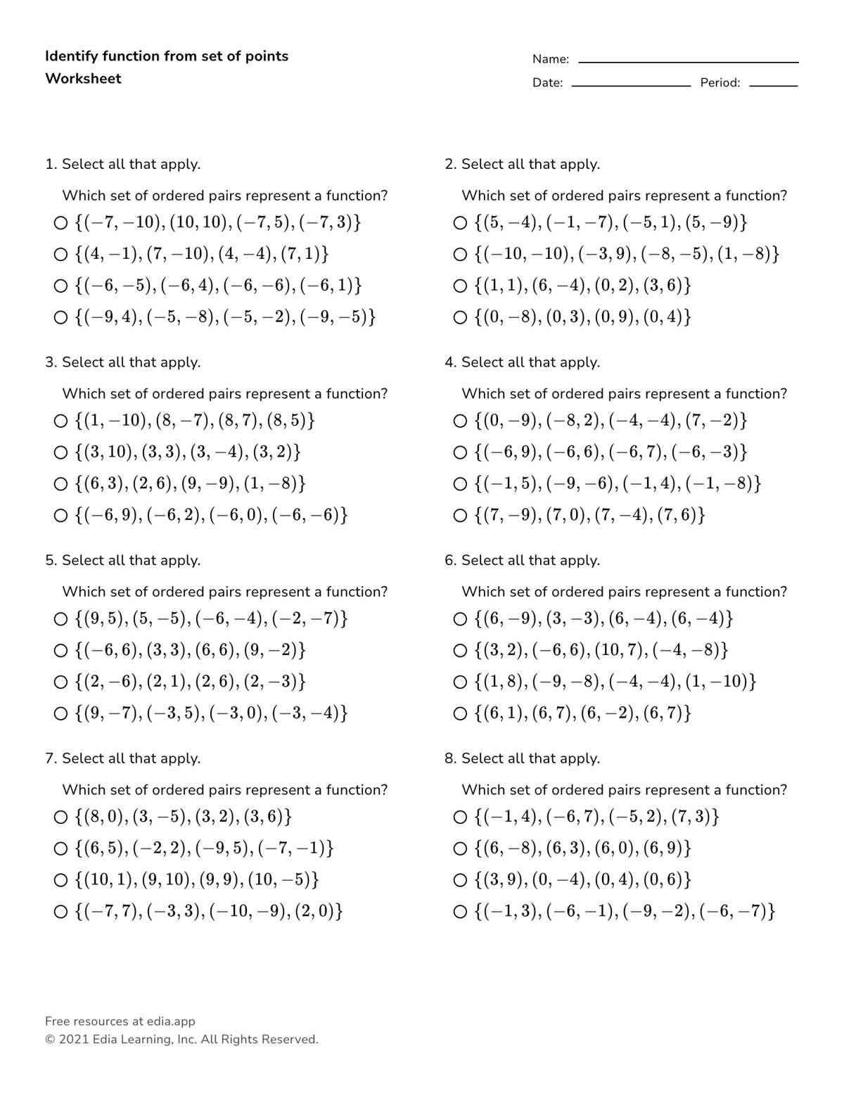 is this a function worksheet
