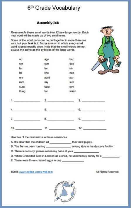 6th worksheet