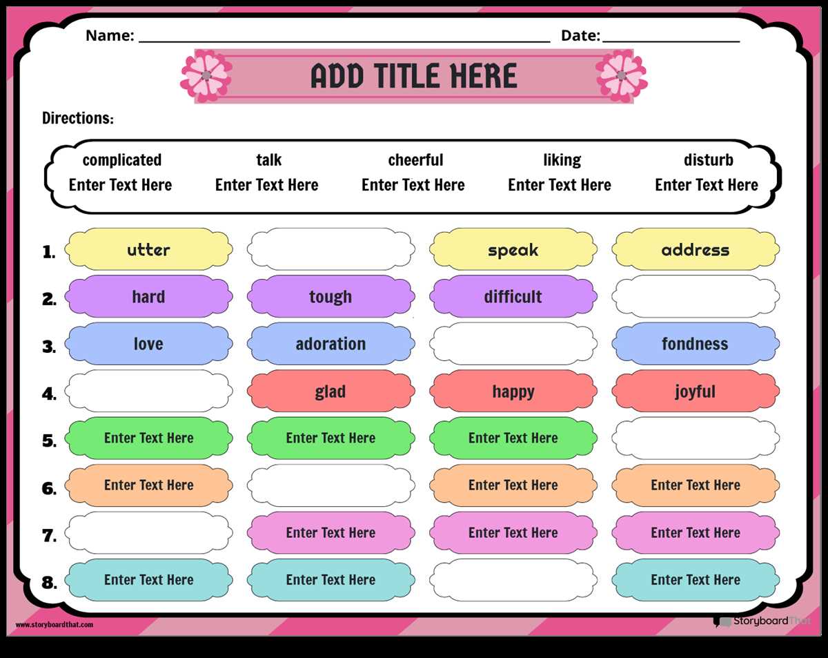 shades of meaning worksheets