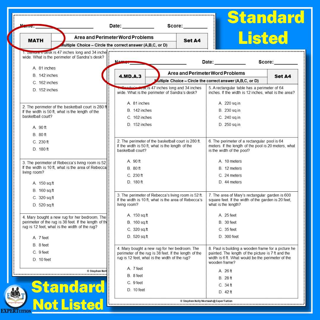 area and perimeter worksheet for class 5