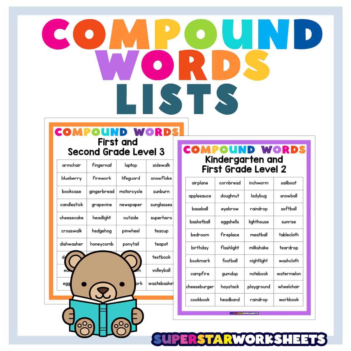compound words for kindergarten worksheets