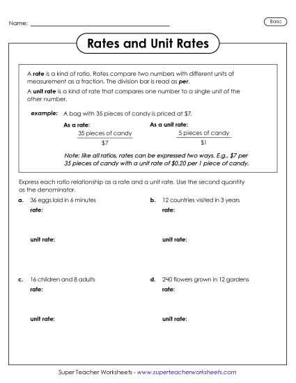 unit price worksheet