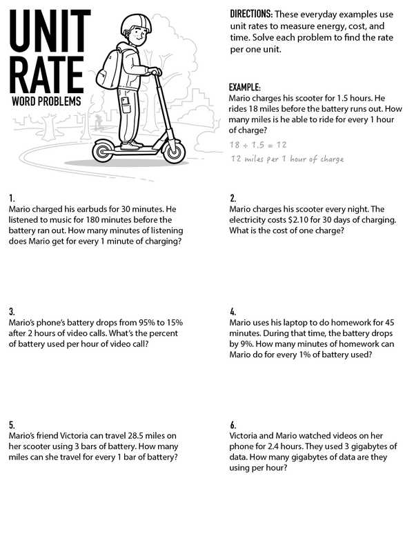 unit rate word problems worksheet
