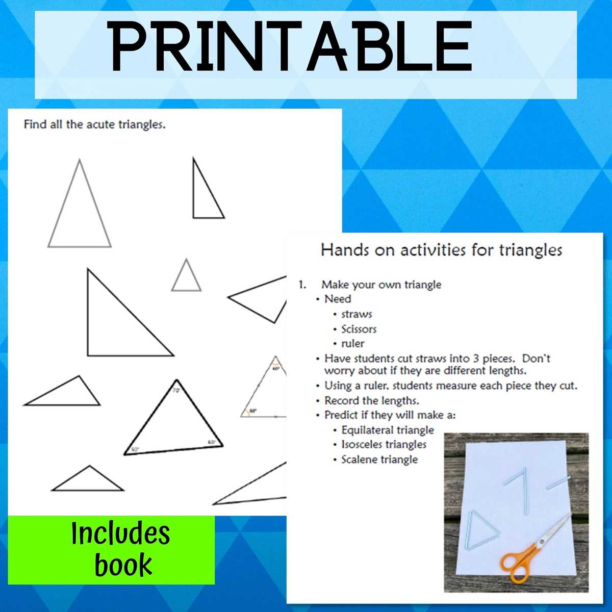 classifying triangles worksheet free printable