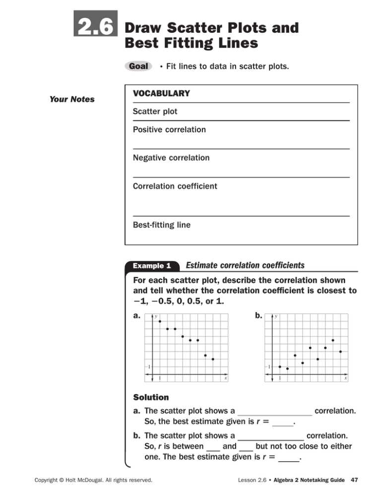 scatter plot worksheet line of best fit