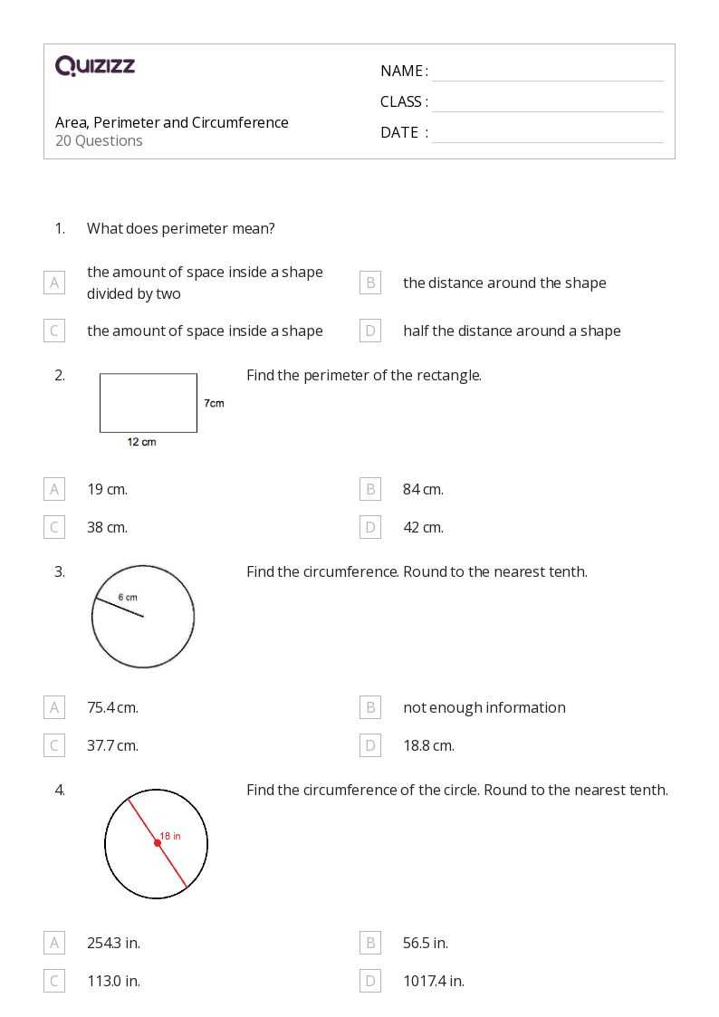 circumference and area of circle worksheet