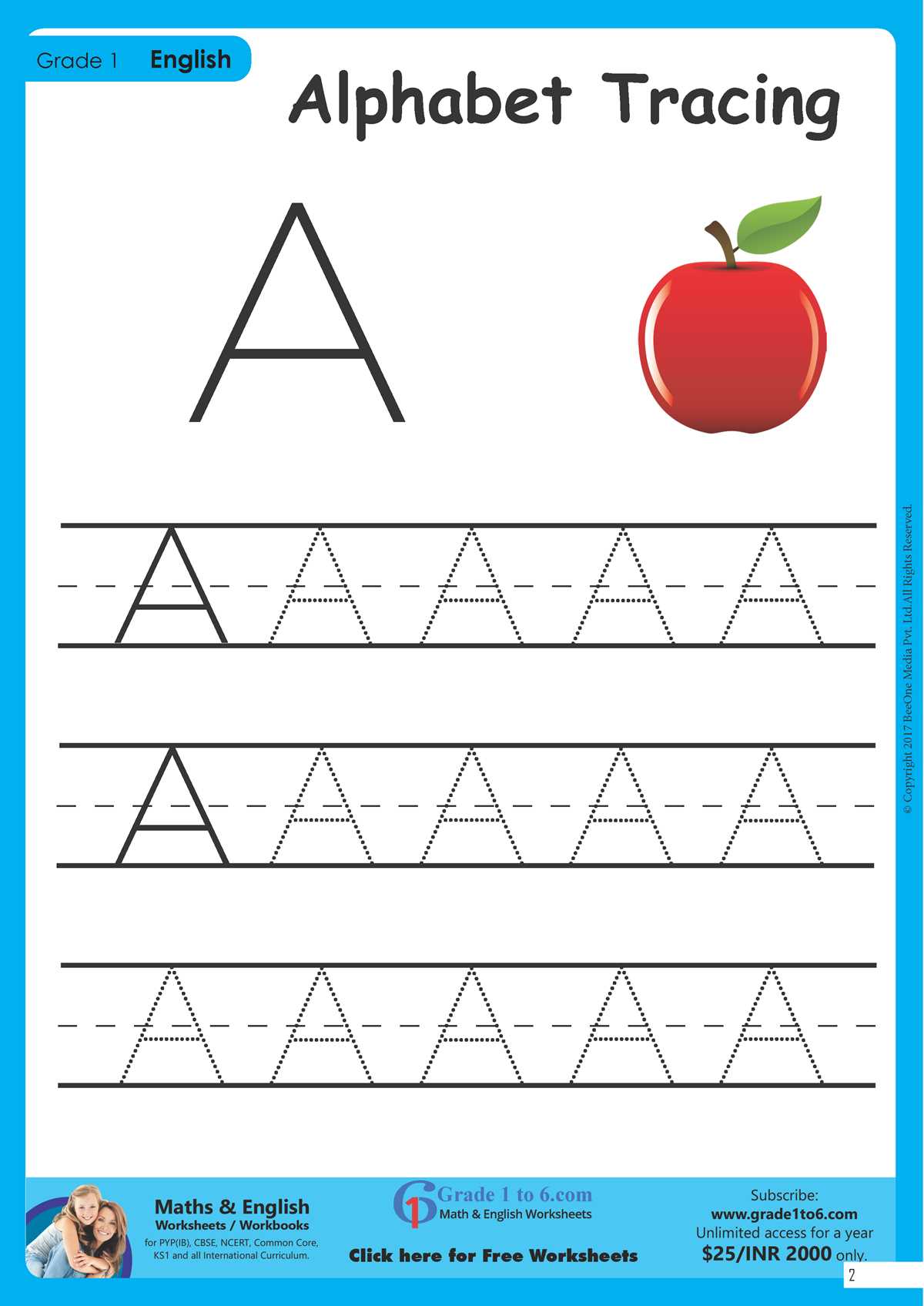 tracing letter a worksheets