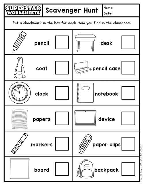 first grade first day of school worksheets