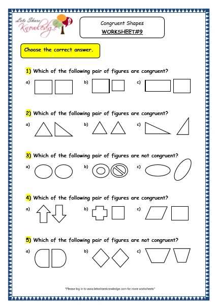 congruent shapes worksheet grade 8
