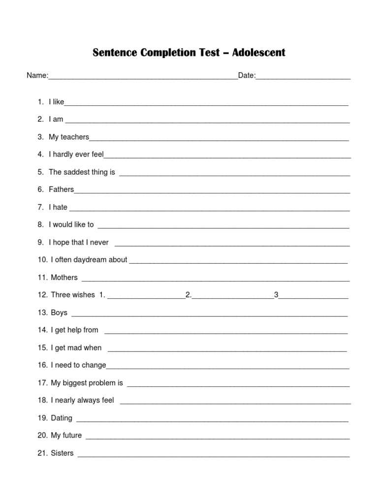sentence completion worksheets