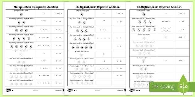 free repeated addition worksheets