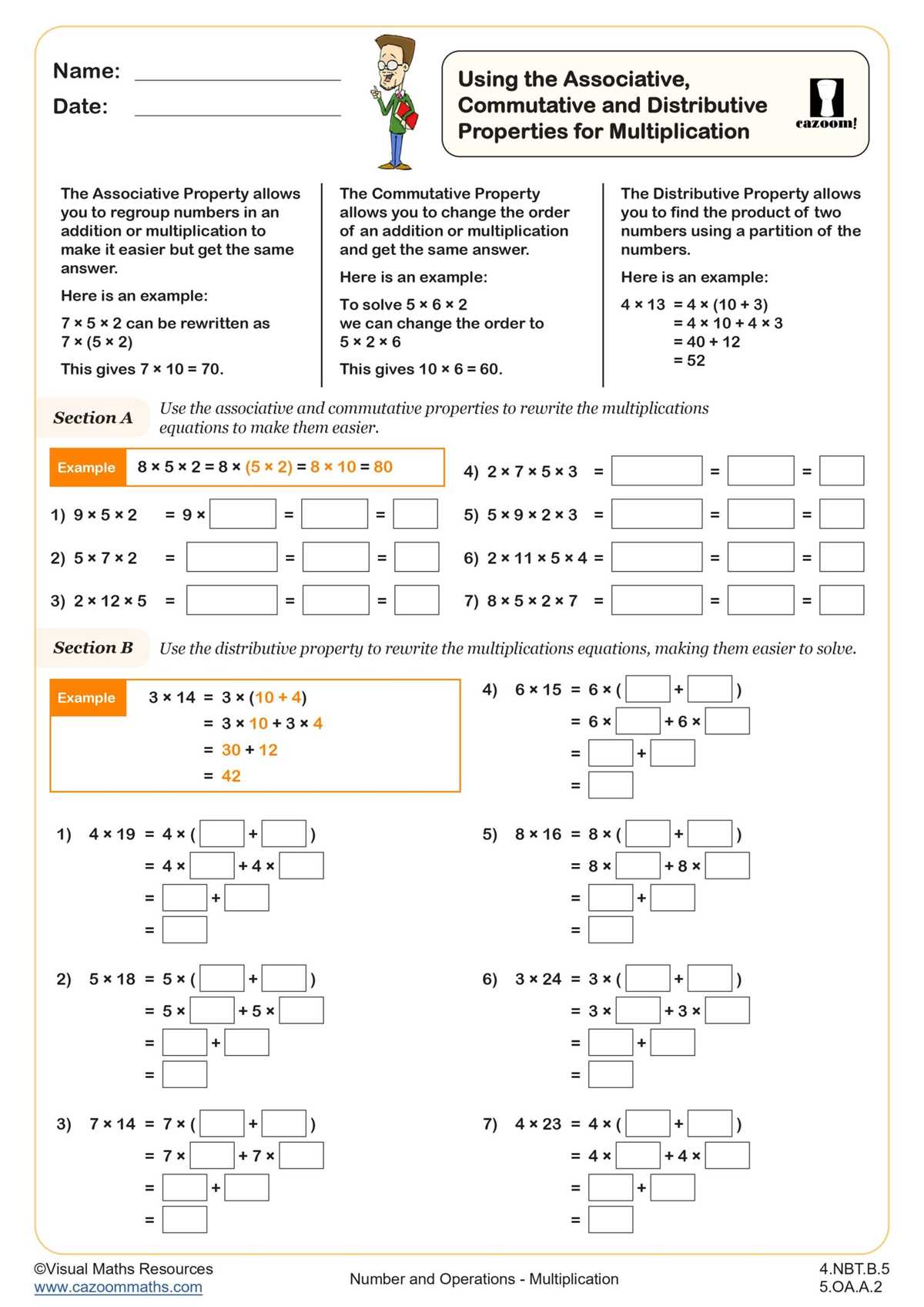 distributive property worksheets