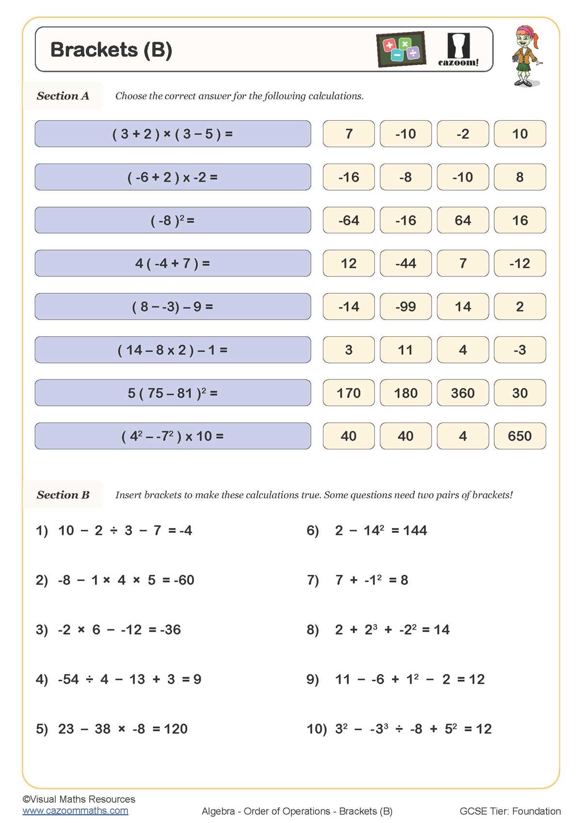 bodmas worksheet tes