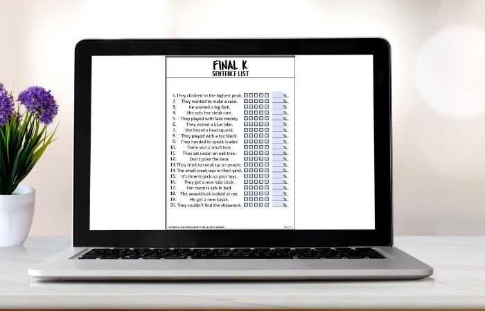 final k worksheets