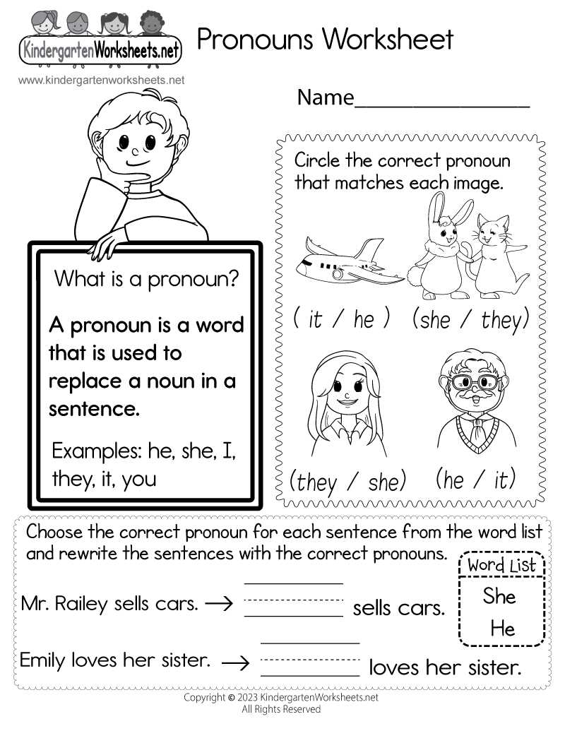 correct pronoun worksheet