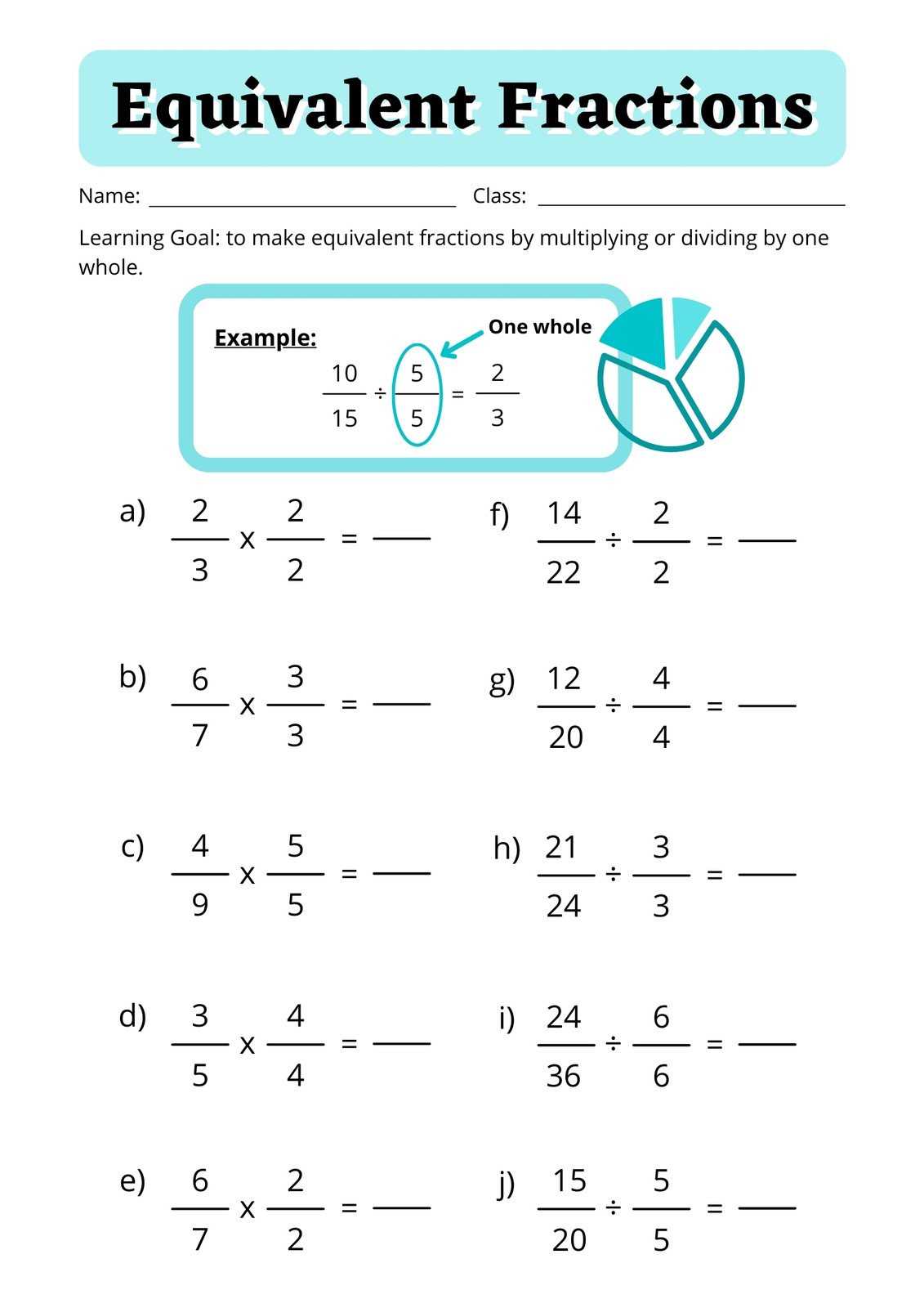 beginning fractions worksheet