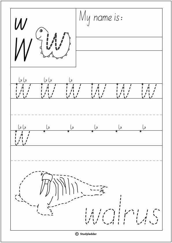 letter w traceable worksheets