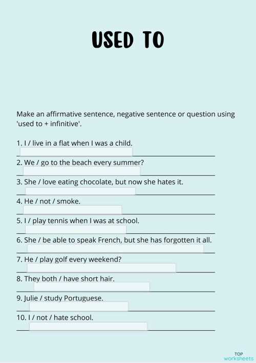 used to worksheet