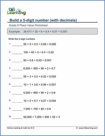 place the value worksheets