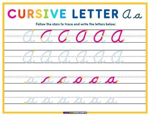 cursive writing letter a worksheets