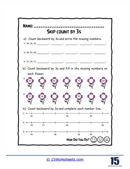 counting in threes worksheet