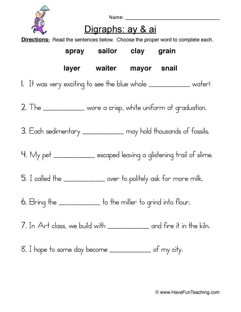 ai digraph words worksheets