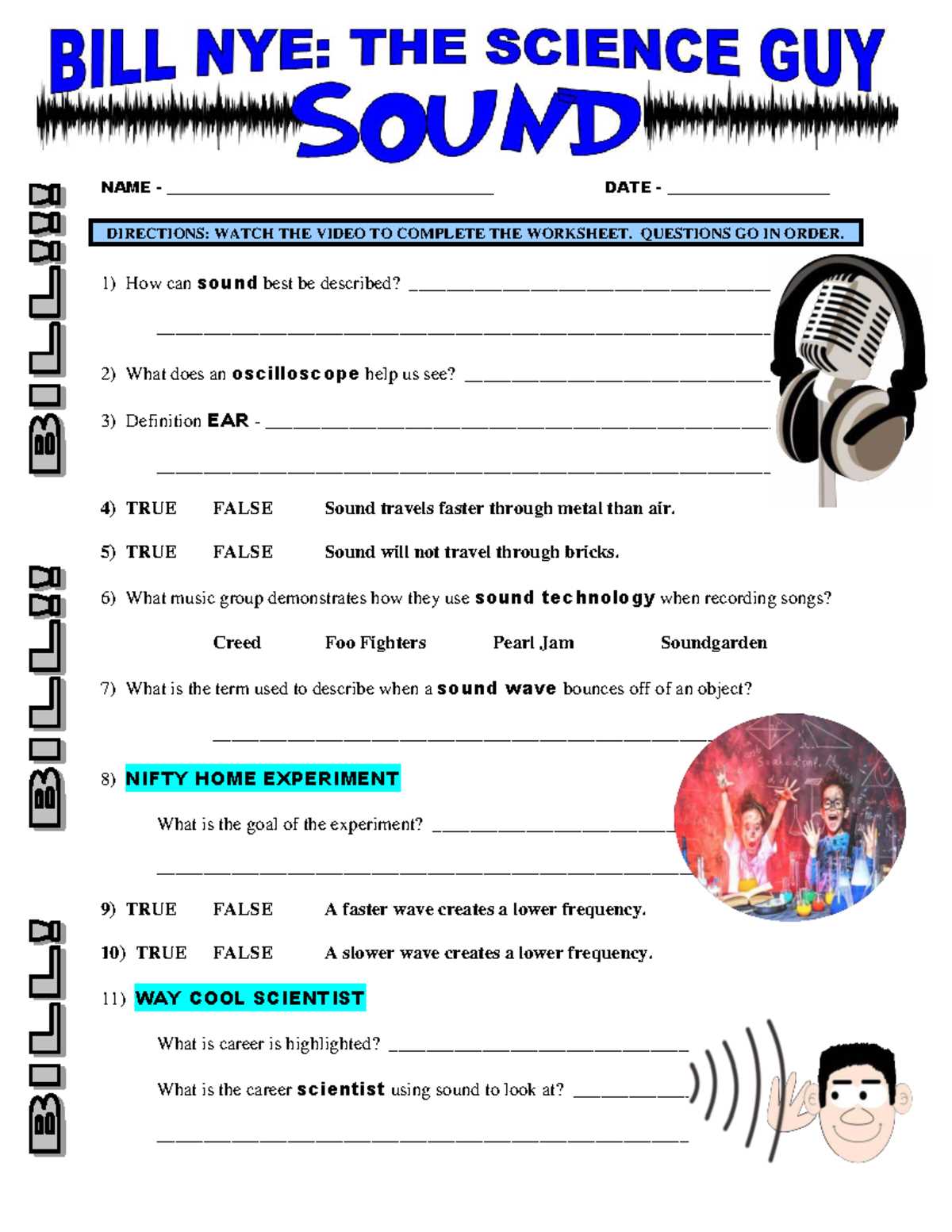 bill nye wave worksheet
