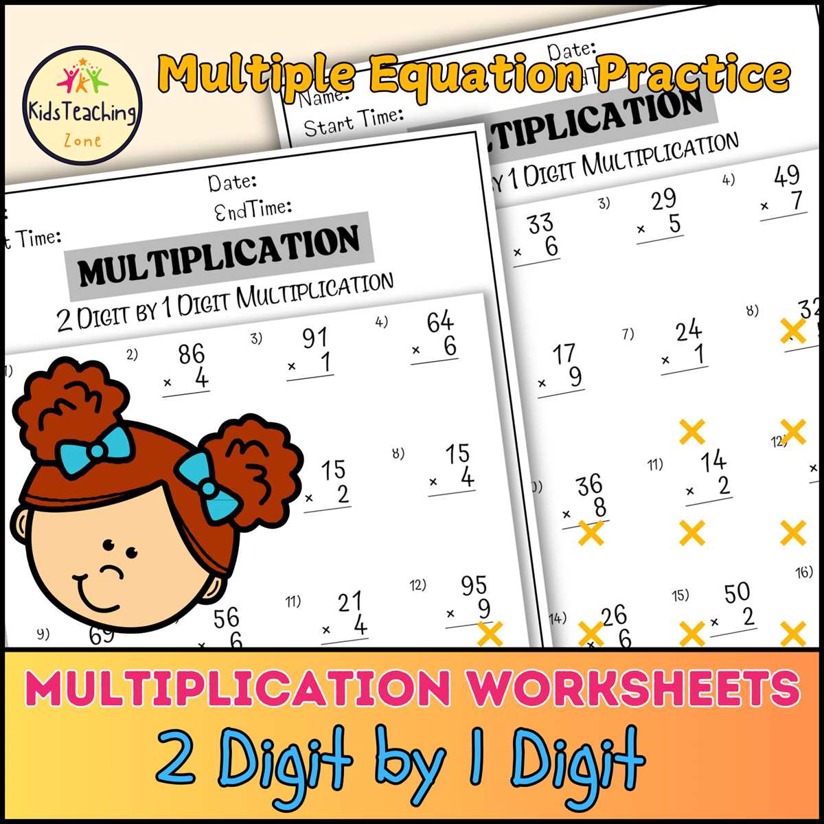 1 by 2 digit multiplication worksheets