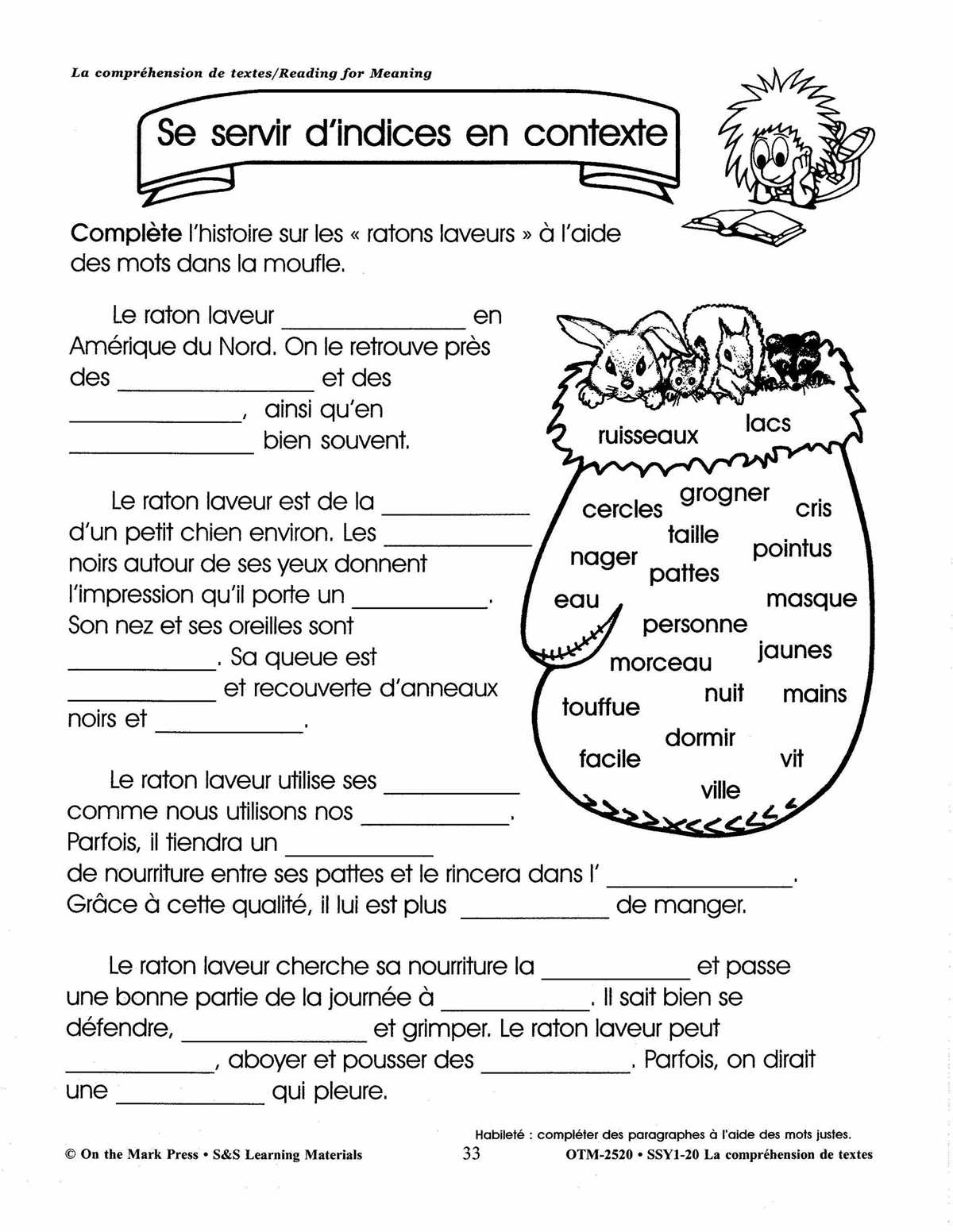 french comprehension worksheets