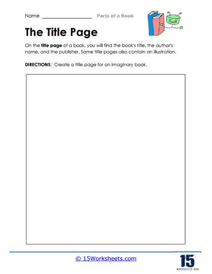 parts of a book worksheet