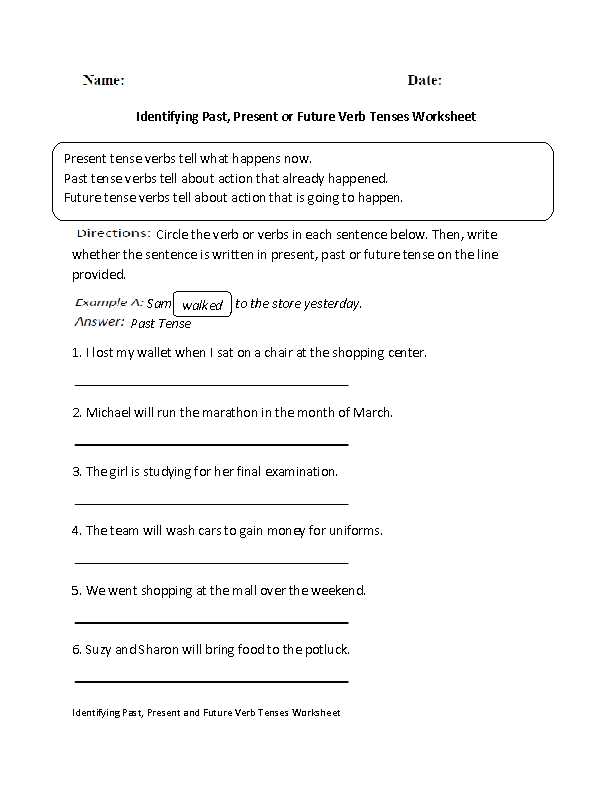 past present future tense worksheet