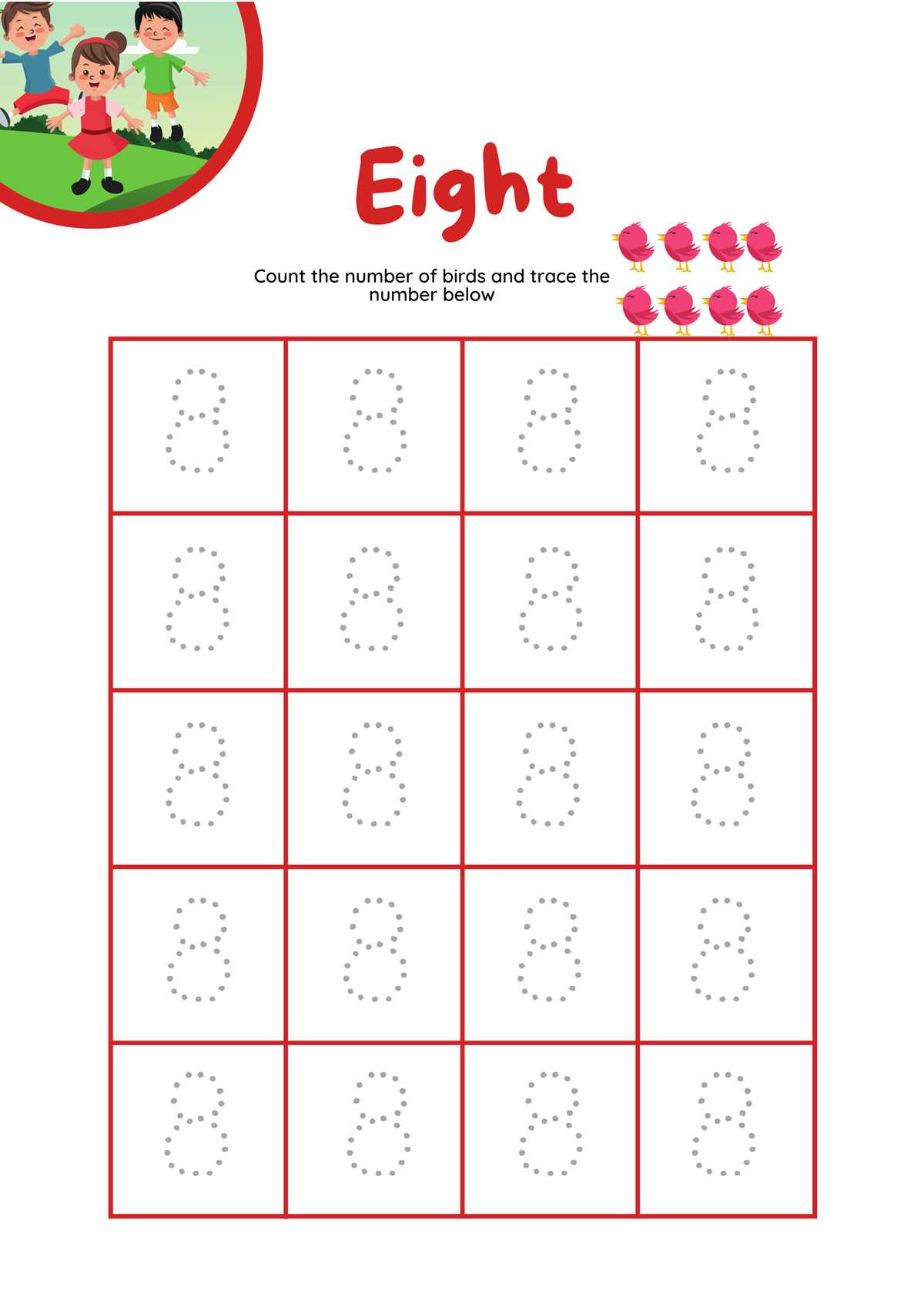 number 8 tracing worksheets