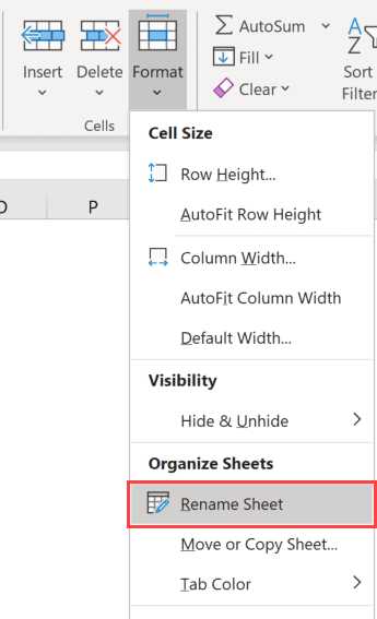 renaming worksheets in excel