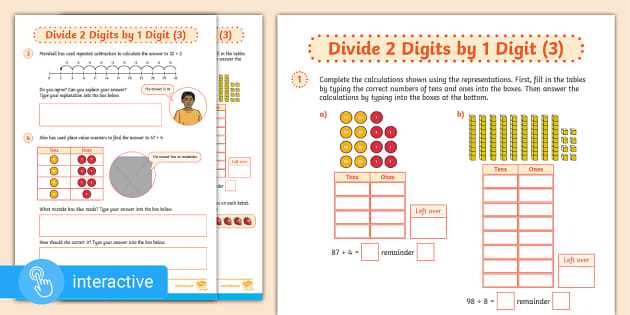 division of 2 digit numbers by 1 digit worksheet