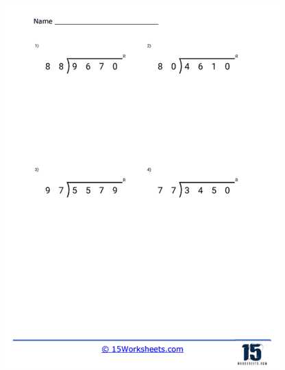 dividing 4 digit by 2 digit worksheets