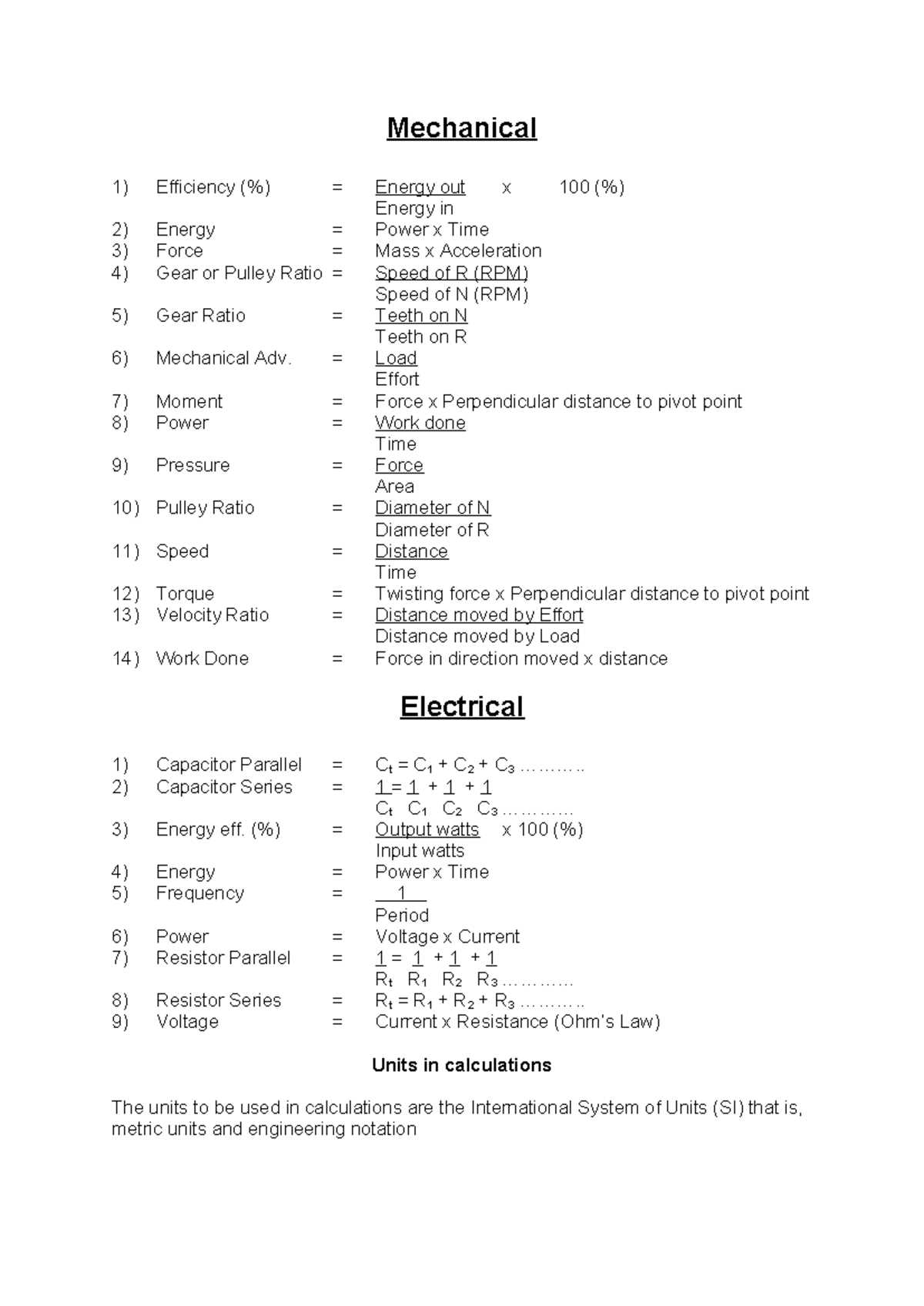 gear ratio worksheet