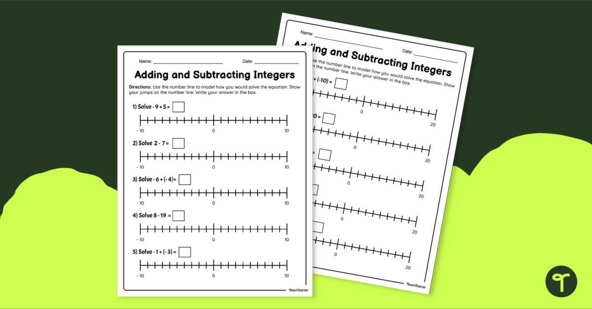 add integers worksheet