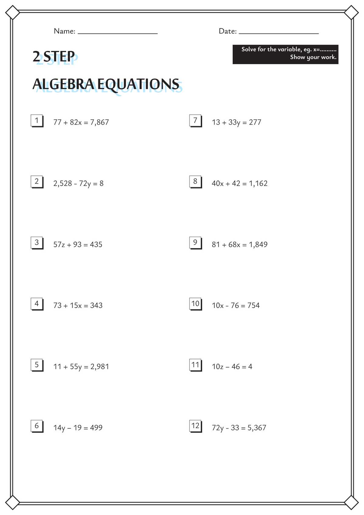 linear systems worksheets