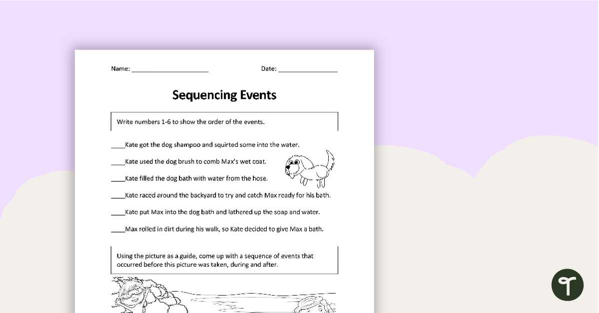worksheet on sequencing events