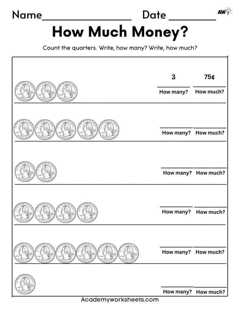 learning coins worksheets