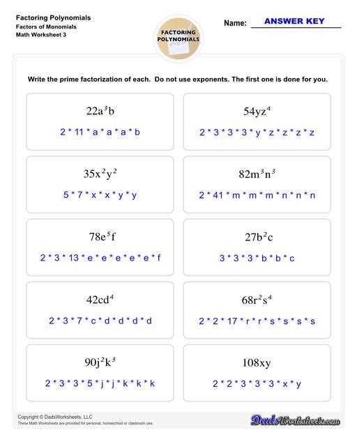 factoring polynomials mixed review worksheet