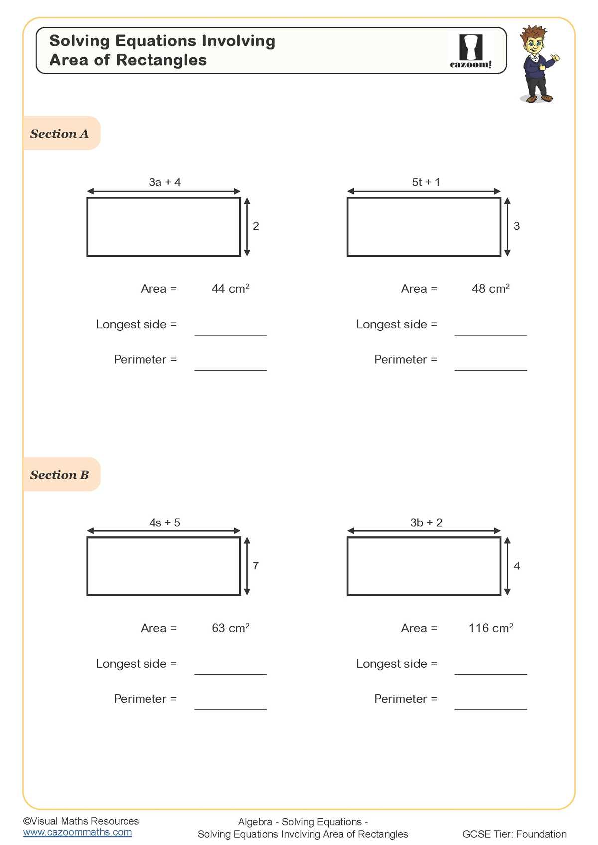 areas of rectangles worksheet